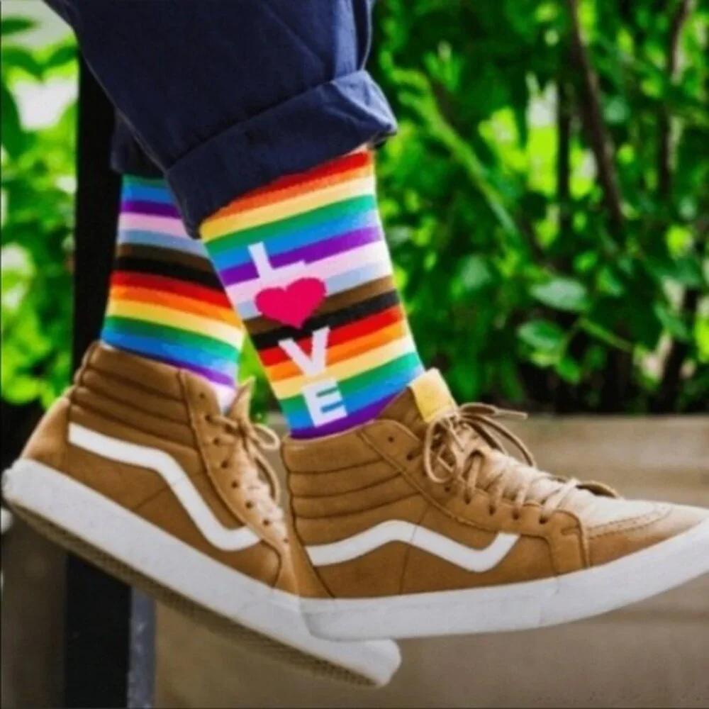 Pride Love Rainbow Unisex High Rise Crew Socks Multi-Colored